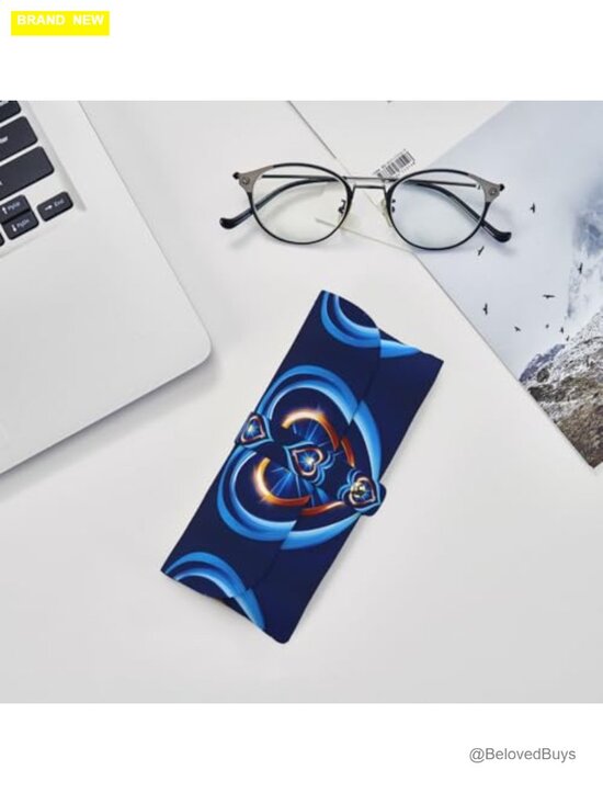 Sky Blue Heart Leather Eyeglass Case Pouch for Men Women main image 5